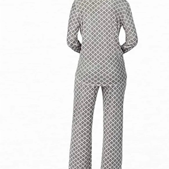 NWT Nautica Women’s Gray Printed 2 Piece Fleece Pajama Sleepwear Set - Size Med - Picture 6 of 7